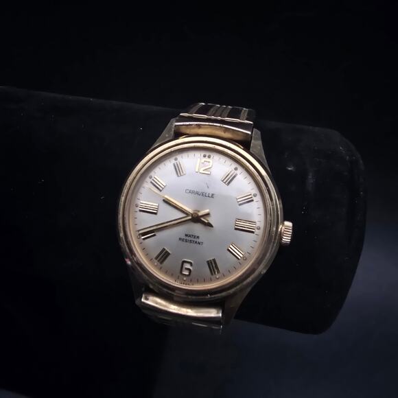Men\'s Caravelle Gold Tone Watch Mechanical Wind Up Vintage main image 6